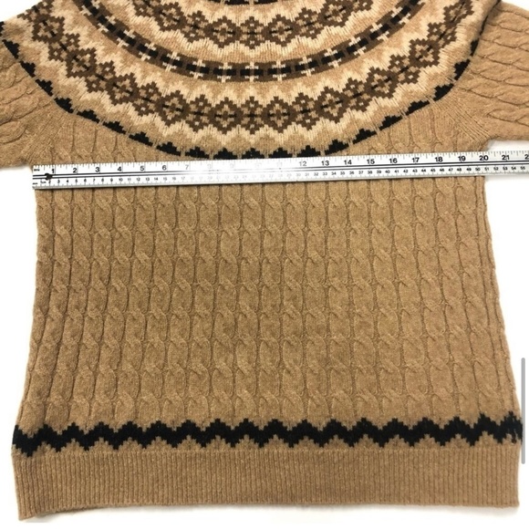 MaxMara tan cable knit fairisle crew neck pullover Large - Picture 9 of 10